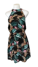 Load image into Gallery viewer, Black tropical print halter style dress
