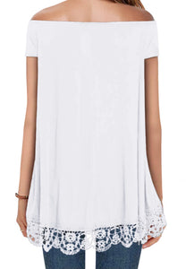 Off shoulder lace trim blouse