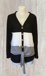 Waffle knit top with front knot