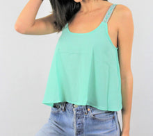 Load image into Gallery viewer, Mint green chiffon summer top with patterned straps
