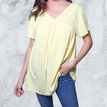 Load image into Gallery viewer, Plus size yellow top with v neck
