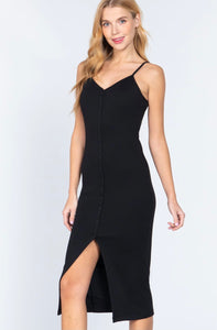 Button front cami midi dress
