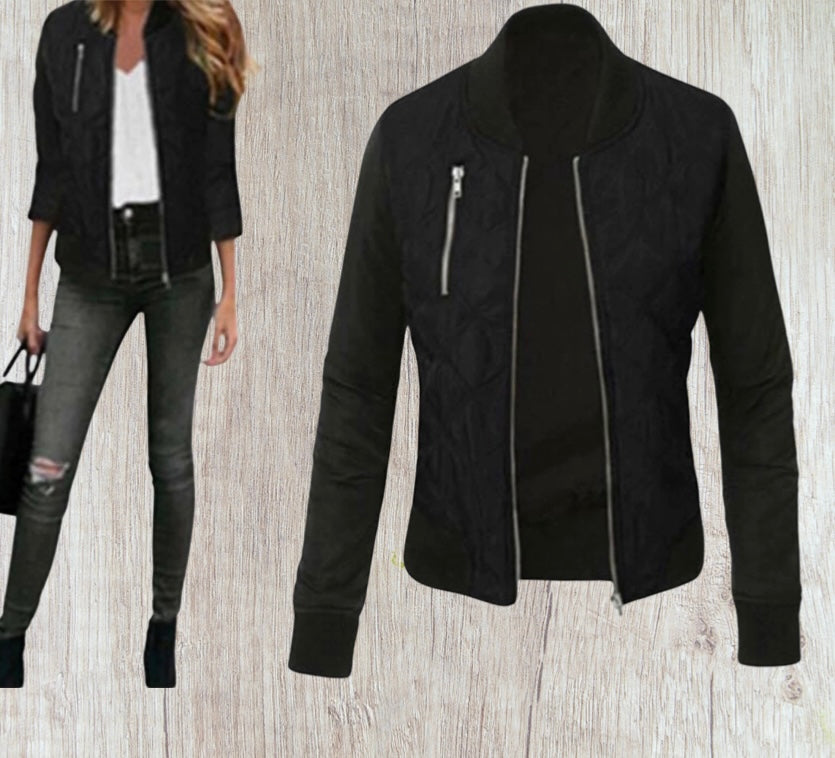 Light  quilted jacket with decorative upper zipper