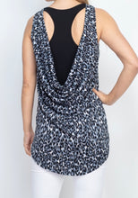 Load image into Gallery viewer, High/low sleeveless leopard print top with cowl back
