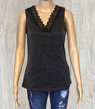 Load image into Gallery viewer, Beautiful sparkly sleeveless top with lace
