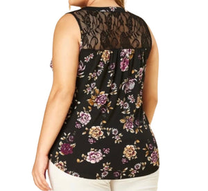 Plus size sleeveless floral top