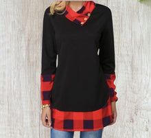 Load image into Gallery viewer, Lightweight top wth silky plaid trim
