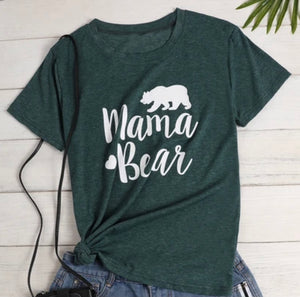 Mama Bear dark green tee