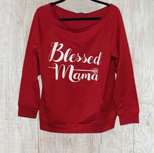 Load image into Gallery viewer, Blessed Mama off shoulder long sleeve top with pockets
