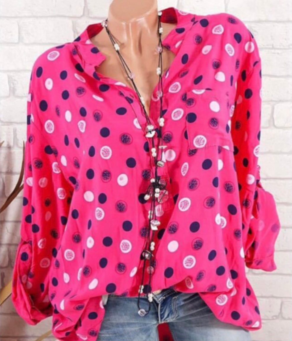 Pretty polka dot pink blouse