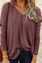 Load image into Gallery viewer, Waffle knit long sleeve top with twisted knot in back
