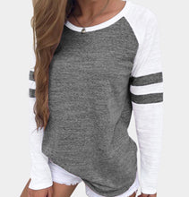Load image into Gallery viewer, Grey striped colorblock sweater

