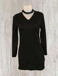 Choker style long sleeve mini dress
