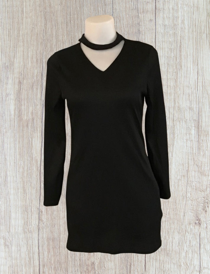 Choker style long sleeve mini dress