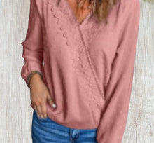 Load image into Gallery viewer, Swiss dot long sleeve blouse with lace trim
