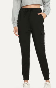 Black cargo pants with pockets