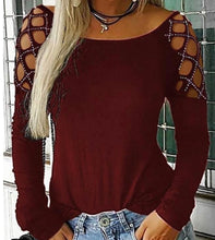 Load image into Gallery viewer, Hollow out long sleeve top with sequins
