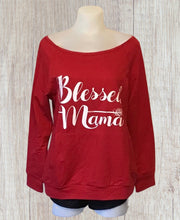 Load image into Gallery viewer, Blessed Mama off shoulder long sleeve top with pockets
