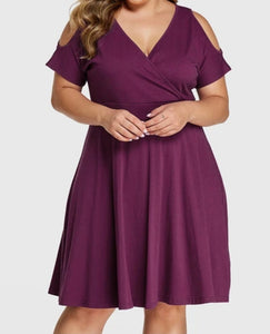 Plus size plum colored cold shoulder dress – A & R's Array of Fashion