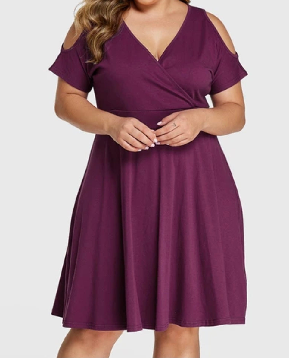 plus size plum cocktail dress BABARONI BABARONI Chiffon Plum Homecoming Dresses A-line Jewel Flutter Sleeve Pleated Tea-length, Plum / US0