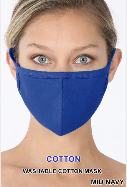 Solid colour cotton masks.