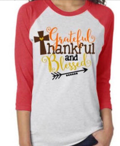 3/4 sleeve thankful top