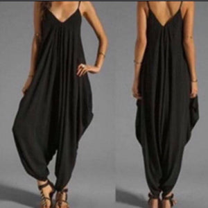 Baggy lightweight jumpsuits with ruched ankles