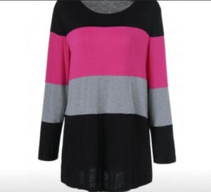 Long lightweight color block striped sweater