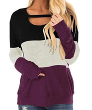 Load image into Gallery viewer, Cut out color block long sleeve sweater
