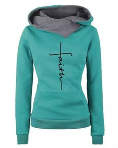 Green faith hoodie with pockets