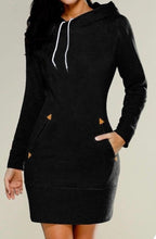 Load image into Gallery viewer, Hooded sweater dress with pockets
