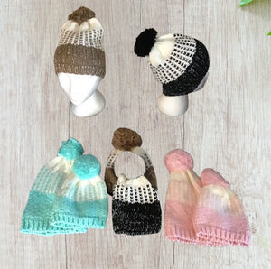 Adult /baby matching toque sets with Pom Pom