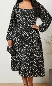 Plus size black polka dot maxi dress