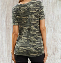 Load image into Gallery viewer, Army green camouflage tee with cut out design
