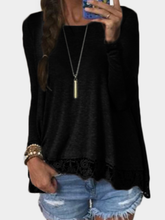 Load image into Gallery viewer, High/low loose fitting top with crochet trim
