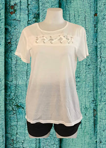 Tee with horizontal lace up detail