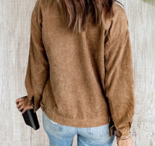 Load image into Gallery viewer, Brown ribbed corduroy jacket with pockets
