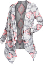 Load image into Gallery viewer, Soft draped front geometric pattern cardigan
