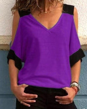 Load image into Gallery viewer, Cold shoulder short sleeve top.
