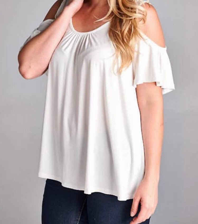 Plus size cold shoulder top