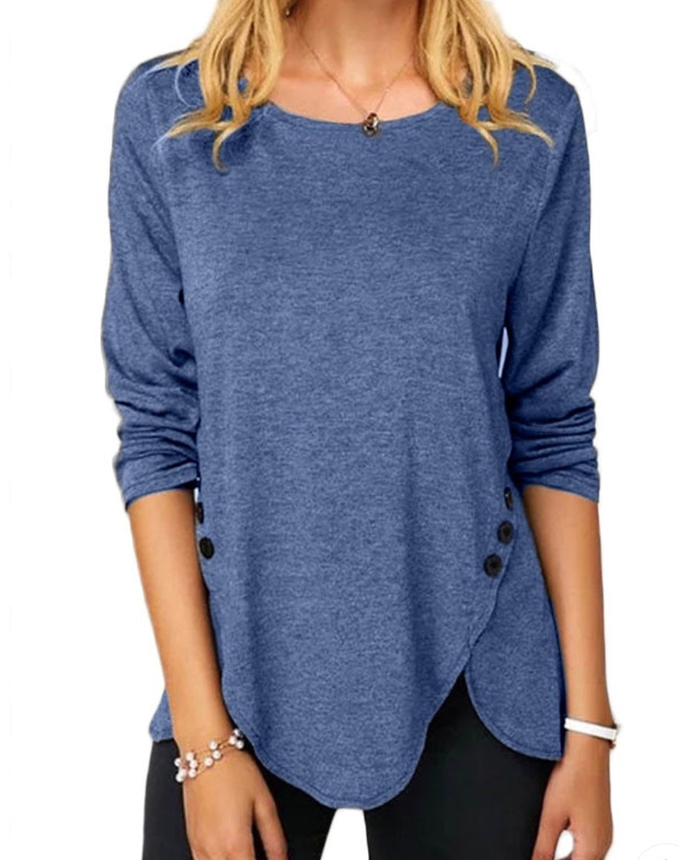 Long sleeve top with side button design