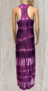 Tie dye bodycon fit racerback  maxi dress