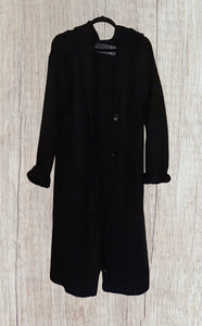 Chunky knit long hooded cardigan with buttons