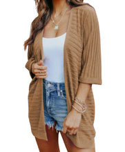 Load image into Gallery viewer, Ribbed open front cardigan with 3/4 sleeve
