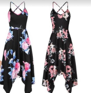 Floral dress with irregular hem