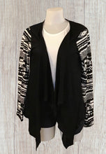 Load image into Gallery viewer, Open front draped cardigan with patterned sleeves
