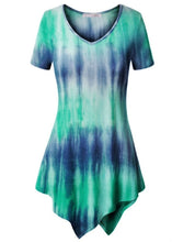 Load image into Gallery viewer, Tie dye v-neck top with irregular hem
