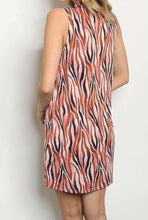 Load image into Gallery viewer, Sleeveless blush zebra print dress
