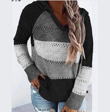 Load image into Gallery viewer, Long sleeve knit hollow out sweater with hood
