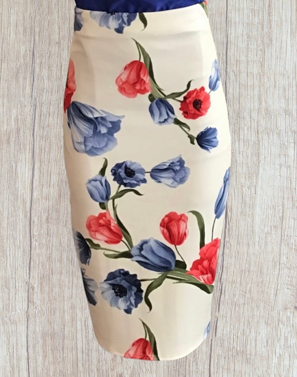 White floral pencil skirt sale